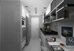Cozinha planejada preta e branca